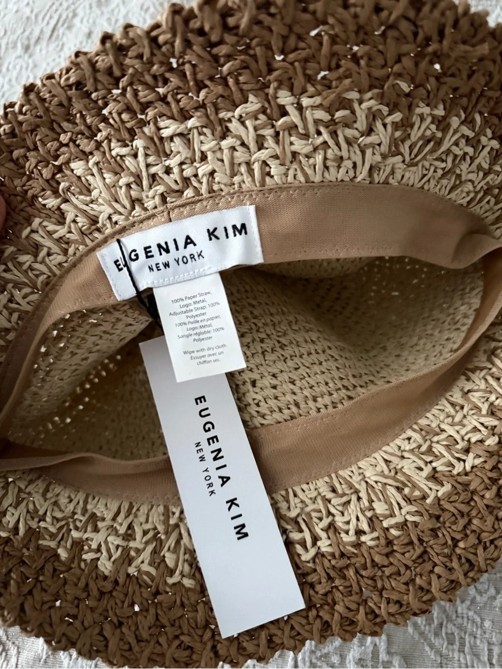 Eugenia Kim Two-Tone Crochet Bucket Hat - Beige & Brown